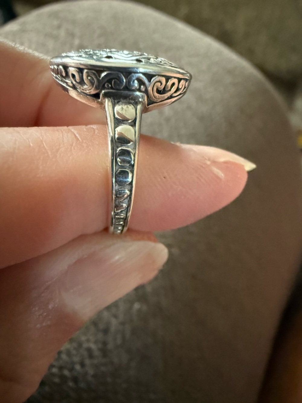ATI 925 Sterling Silver Filigree Round Statement Ring